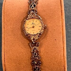 Silver-Tone Filigree Women's Bracelet Watch